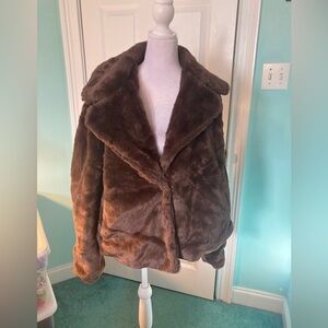 New Women's Faux Fur Brown Teddy Jacket